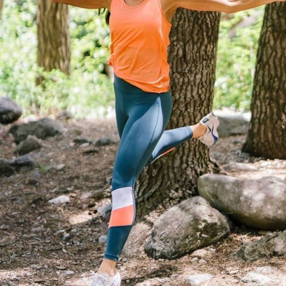 Zyia Light n Tight Angle Block Teal Leggings